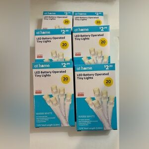 Lot of 6 NIB - 20 LED Tiny Lights-Warm White-Battery Operated 7.3 ft